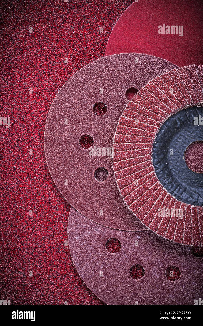 Abrasive flap wheels sanding discs on glasspaper Stock Photo Alamy