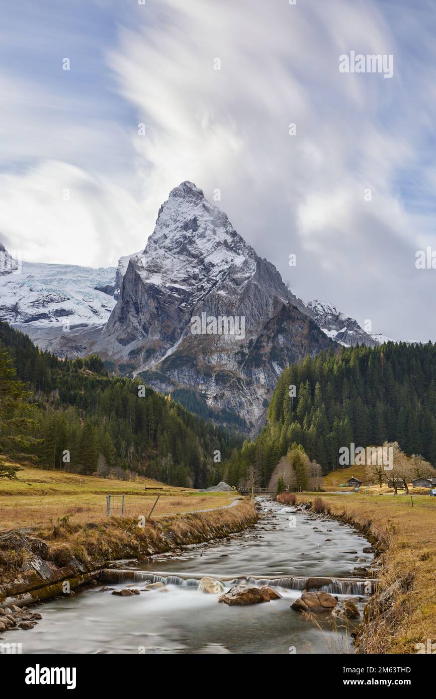Beautiful landscape of Switzerland mountains in fall Stock Photo