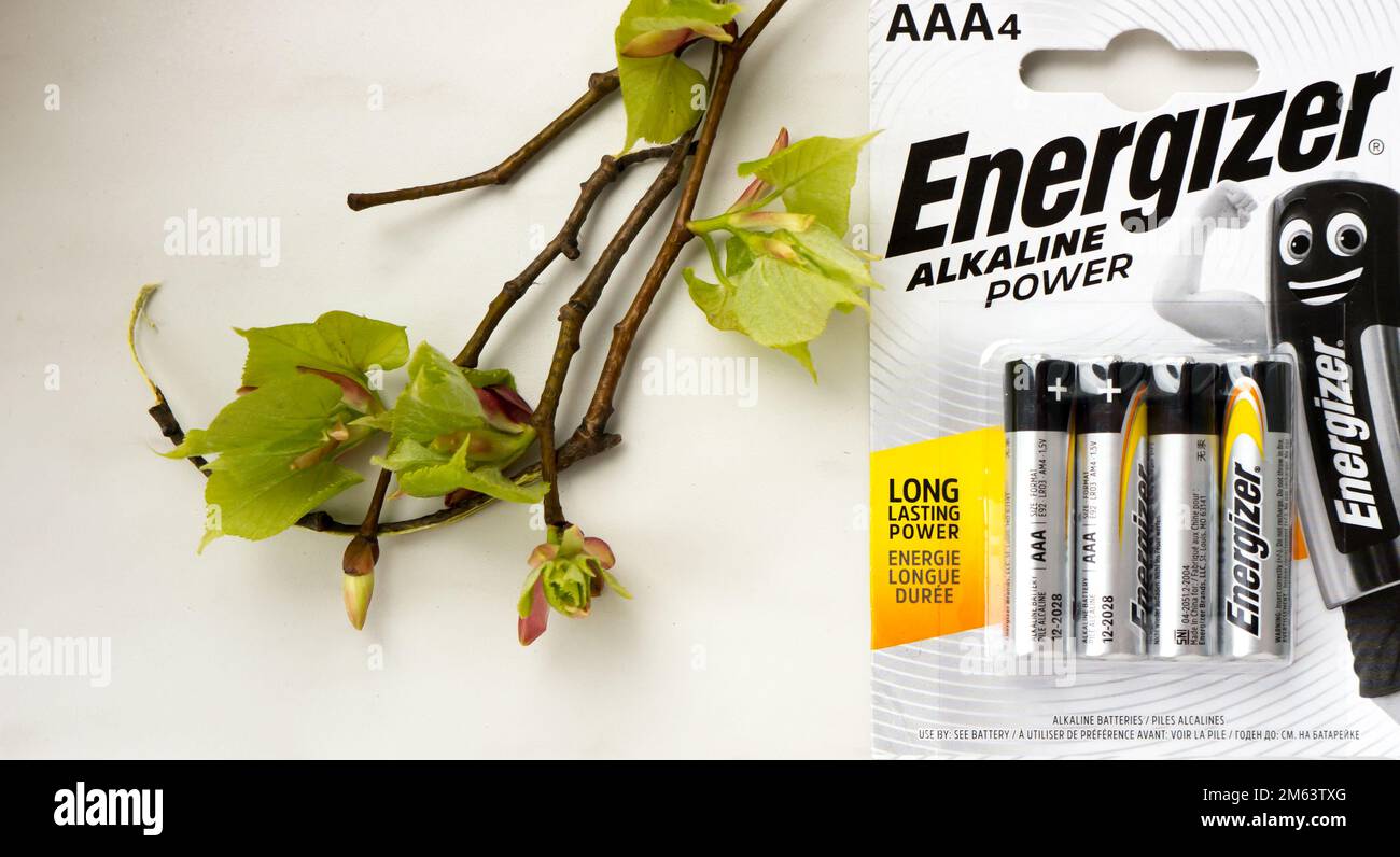 Energizer AAA alkaline battery on a white background. Energizer