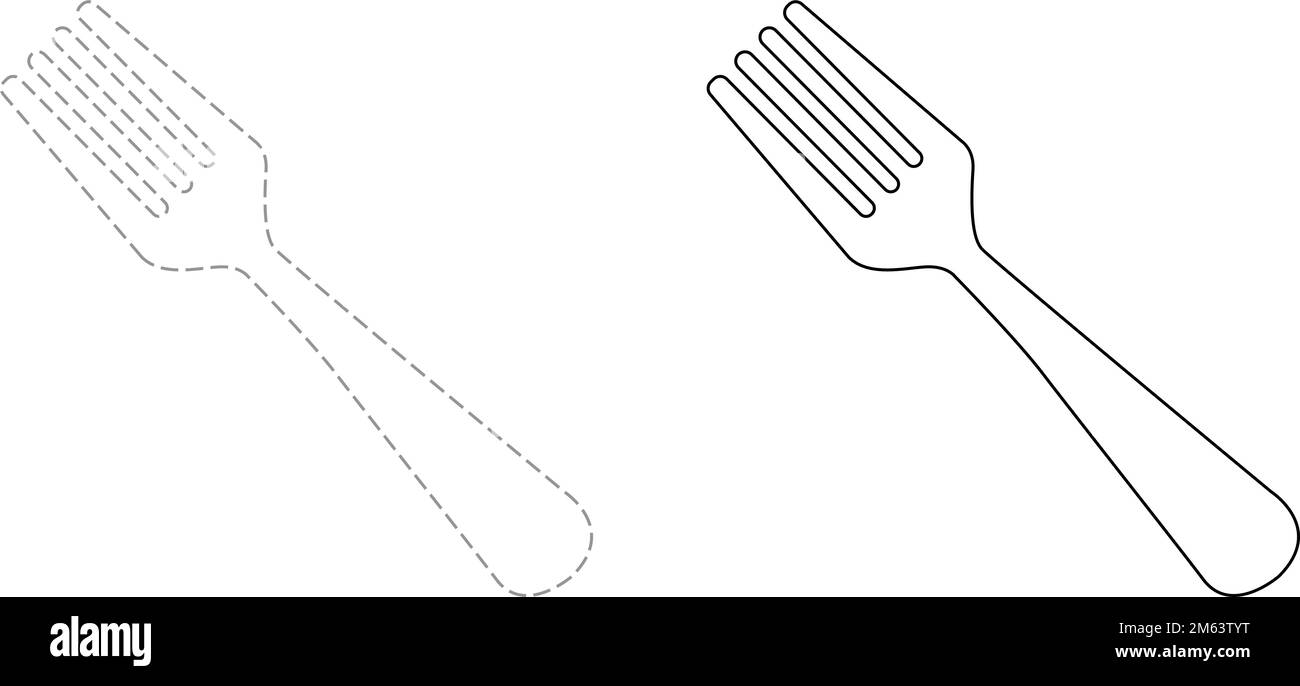 Trace and color for kids, fork vector Stock Vector Image & Art Alamy