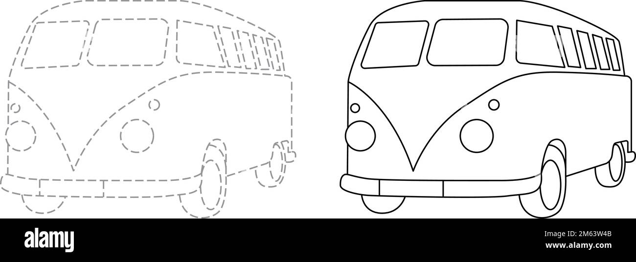 Trace and color for kids, van vector Stock Vector Image & Art - Alamy