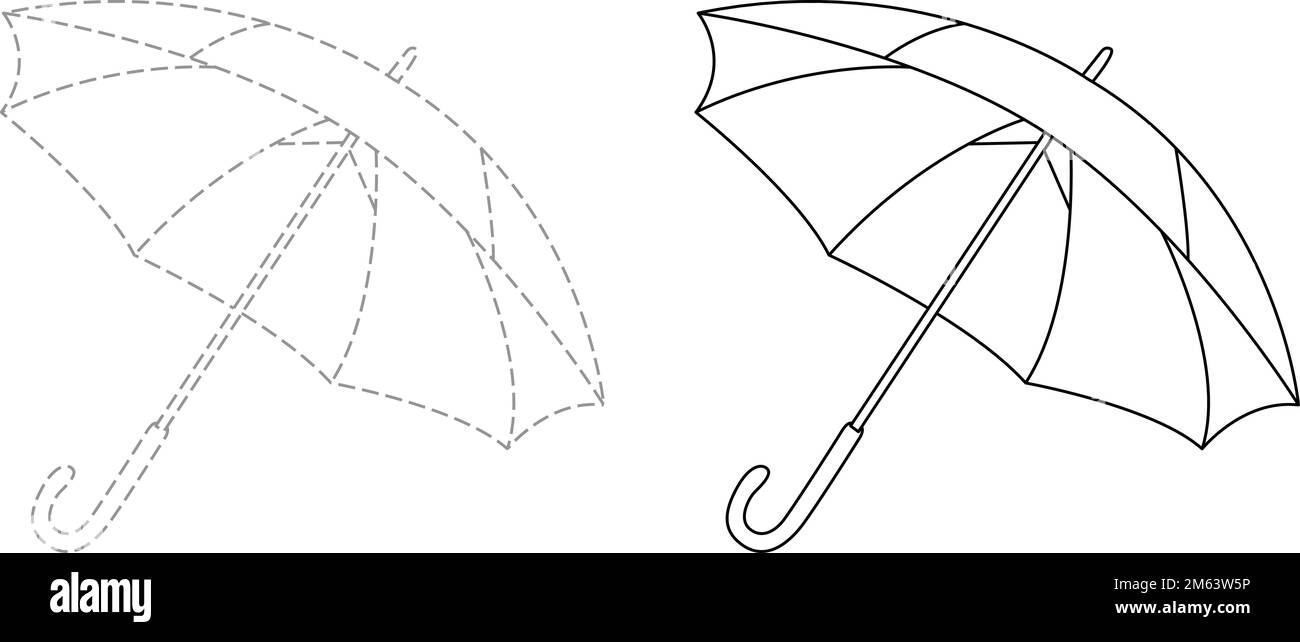 Trace and color for kids, umbrella vector Stock Vector Image & Art Alamy