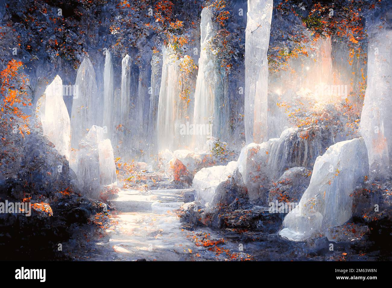 Beautiful crystal forest. Crystal kingdom. Digital art Stock Photo Alamy