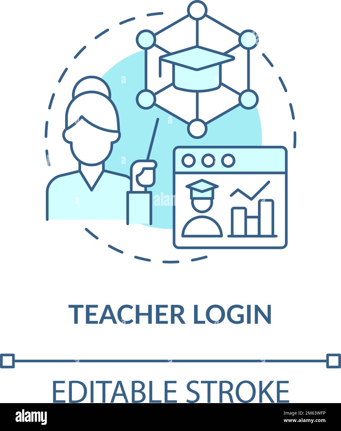 Teacher login blue concept icon Stock Vector Image & Art - Alamy