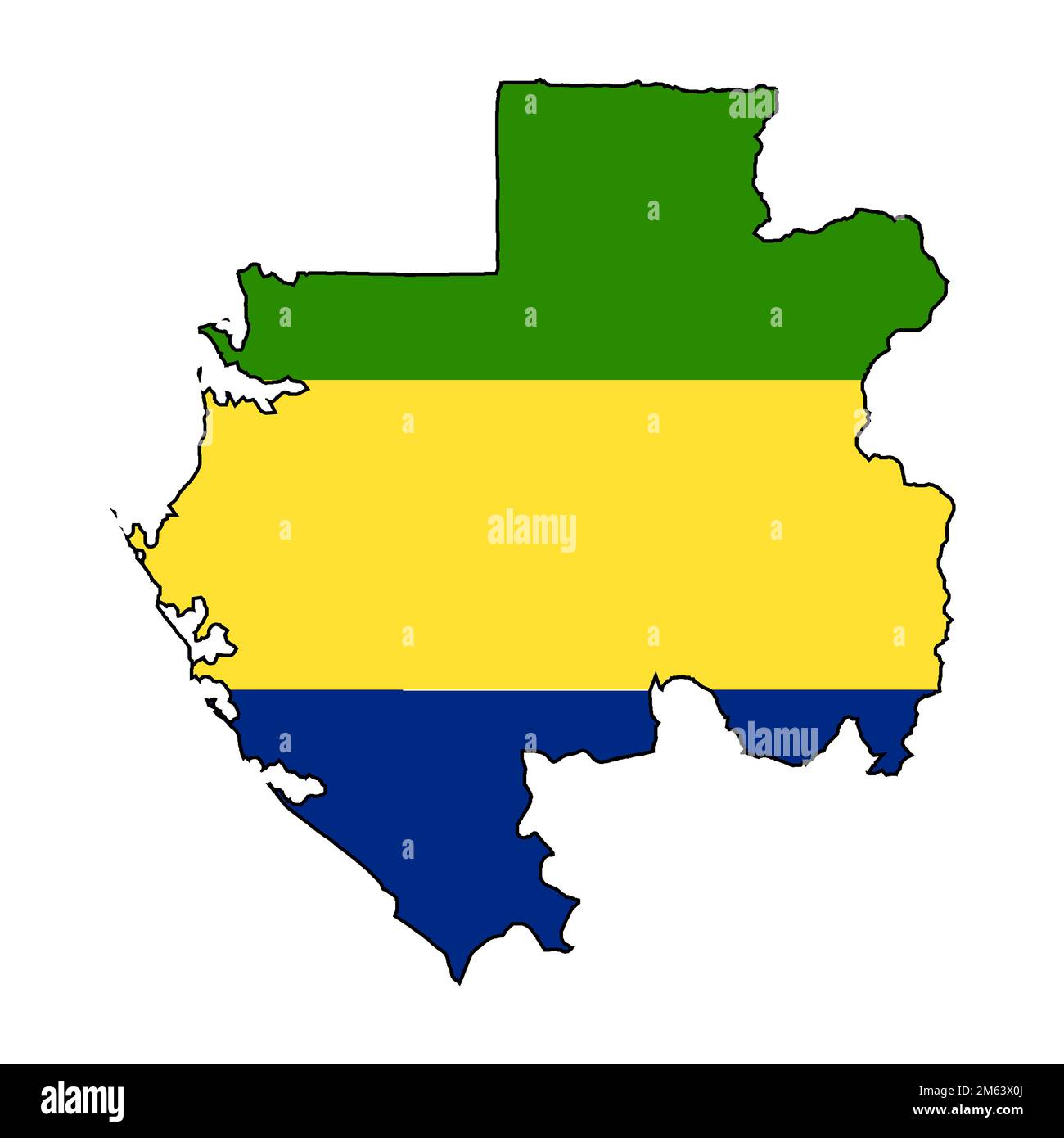 Outline Silhouette flag map of the African country of Gabon isolated ...