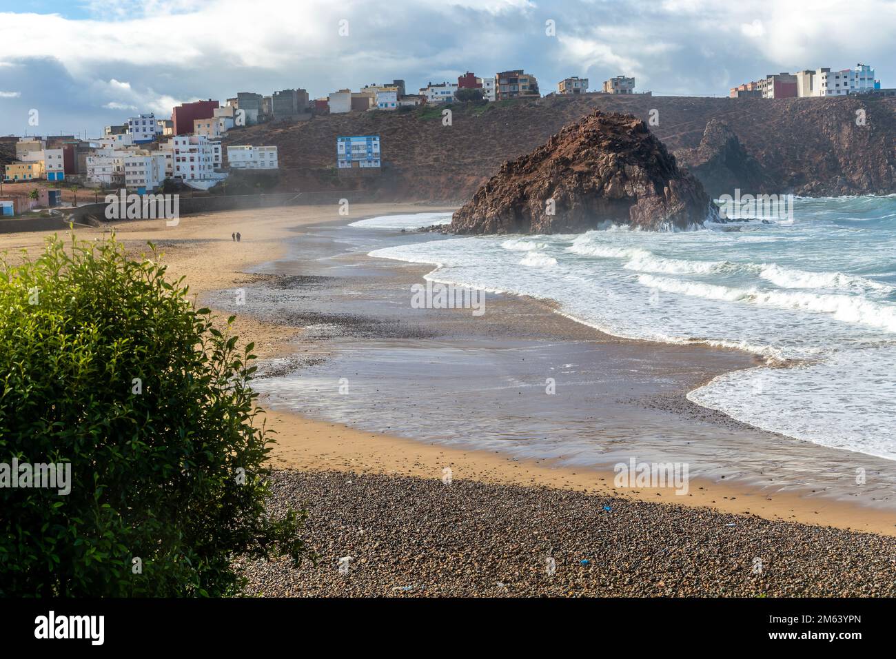 View of beach and Atlantic Ocean plage Sidi Mohammed Ben Abdellah, Mirleft, Morocco, north Africa Stock Photo