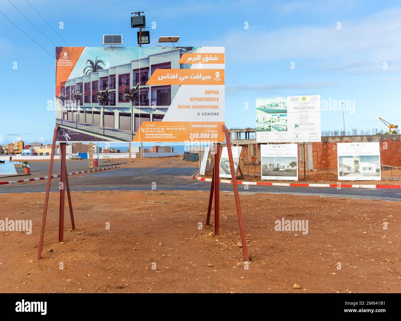 Estate agent real estate advertising sign for new duplex apartments