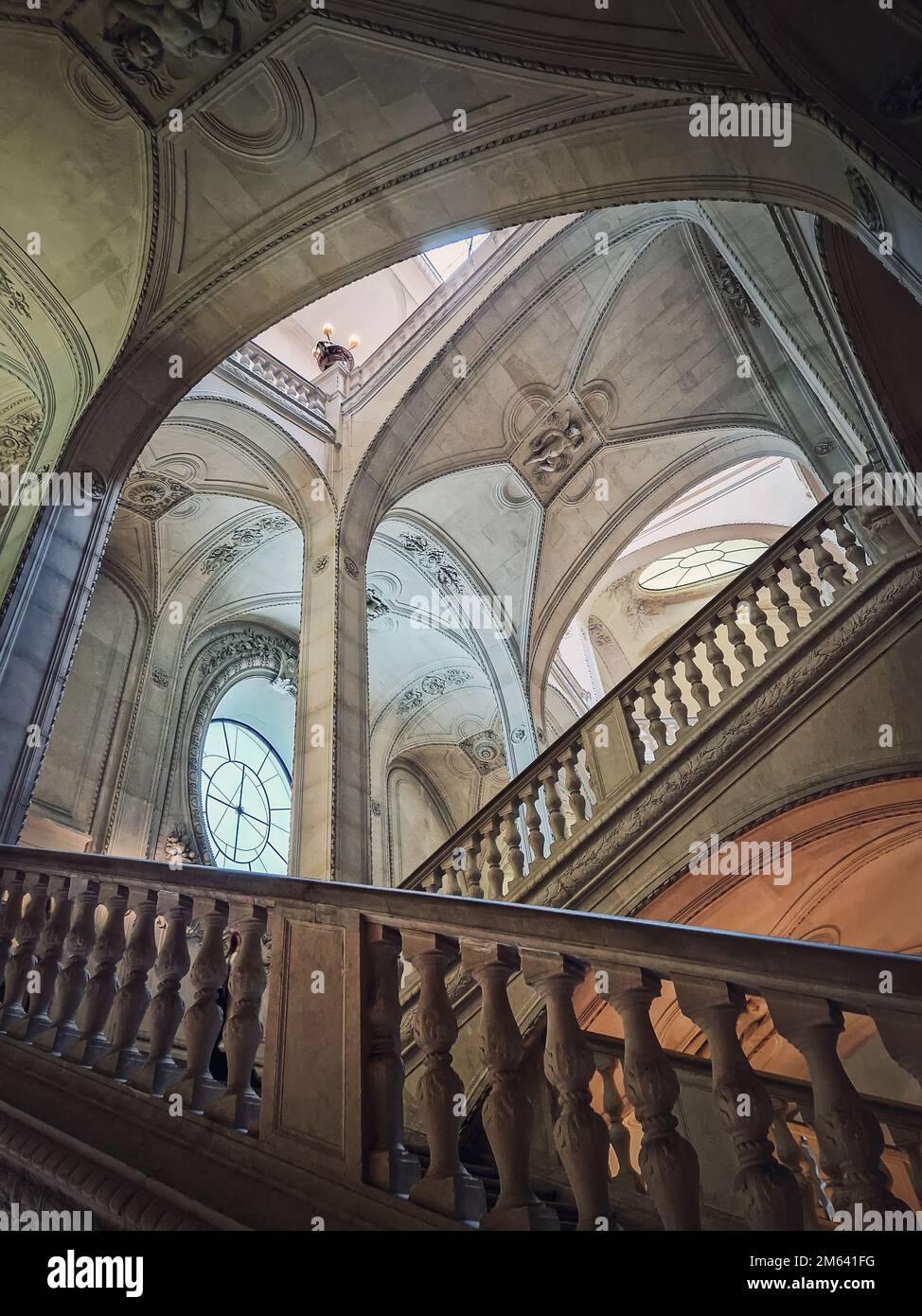 Louvre museum Palais architectural details of a hall with stone