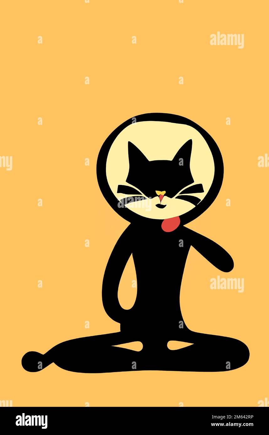 Illustration of cat practicing yoga. High quality illustration Stock ...