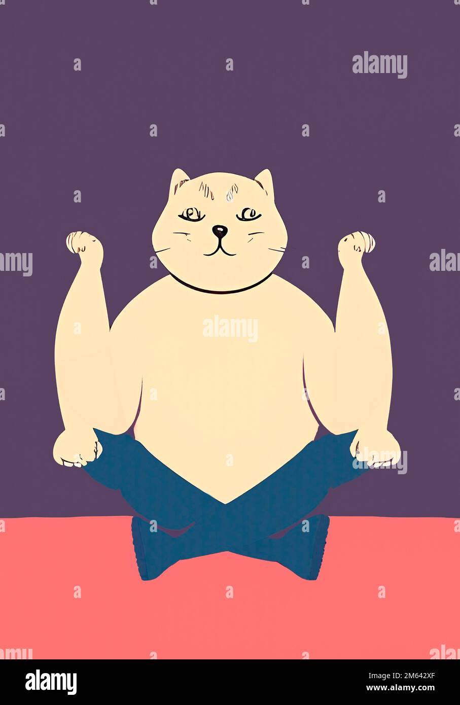 Illustration of cat practicing yoga. High quality illustration Stock ...
