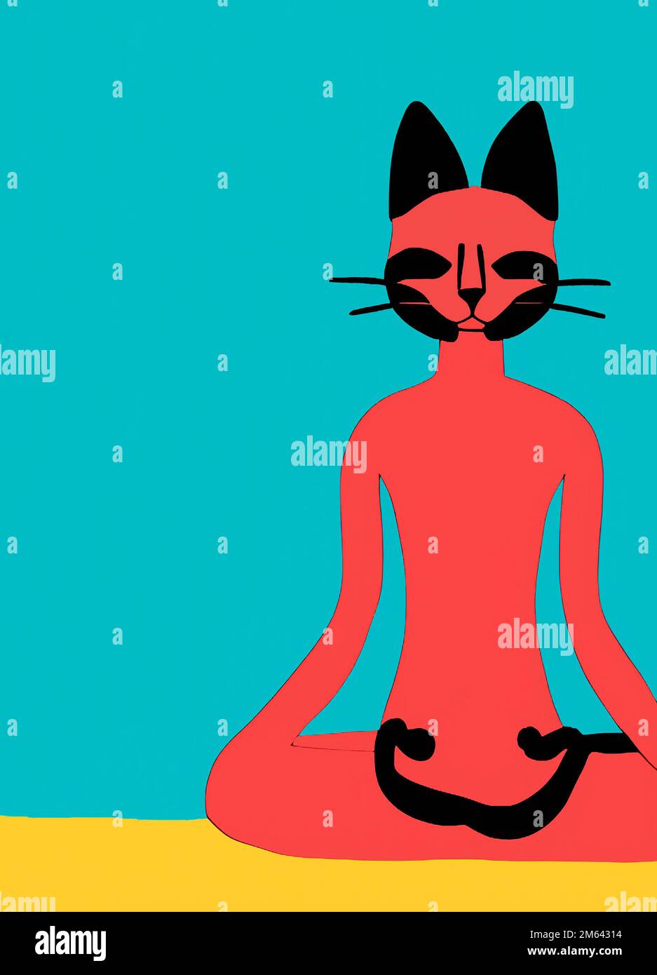 Illustration of cat practicing yoga. High quality illustration Stock ...