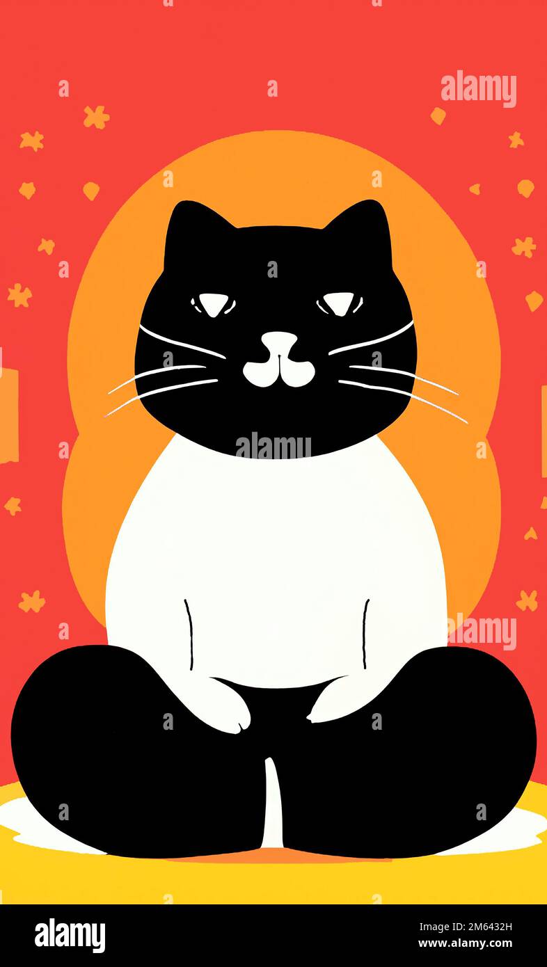 Illustration of cat practicing yoga. High quality illustration Stock ...