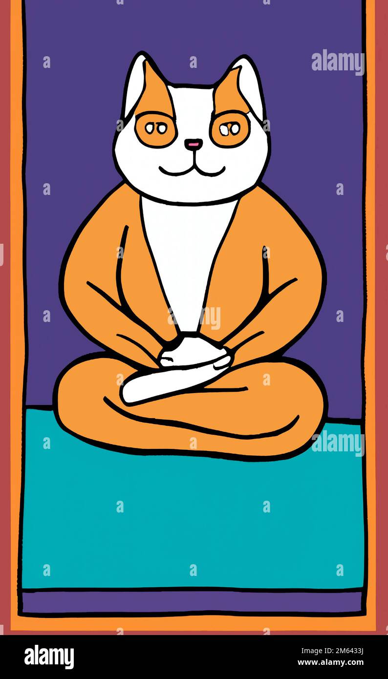 Illustration of cat practicing yoga. High quality illustration Stock ...