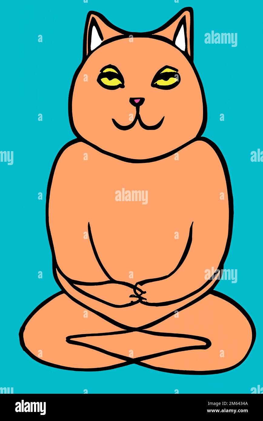 Illustration of cat practicing yoga. High quality illustration Stock ...