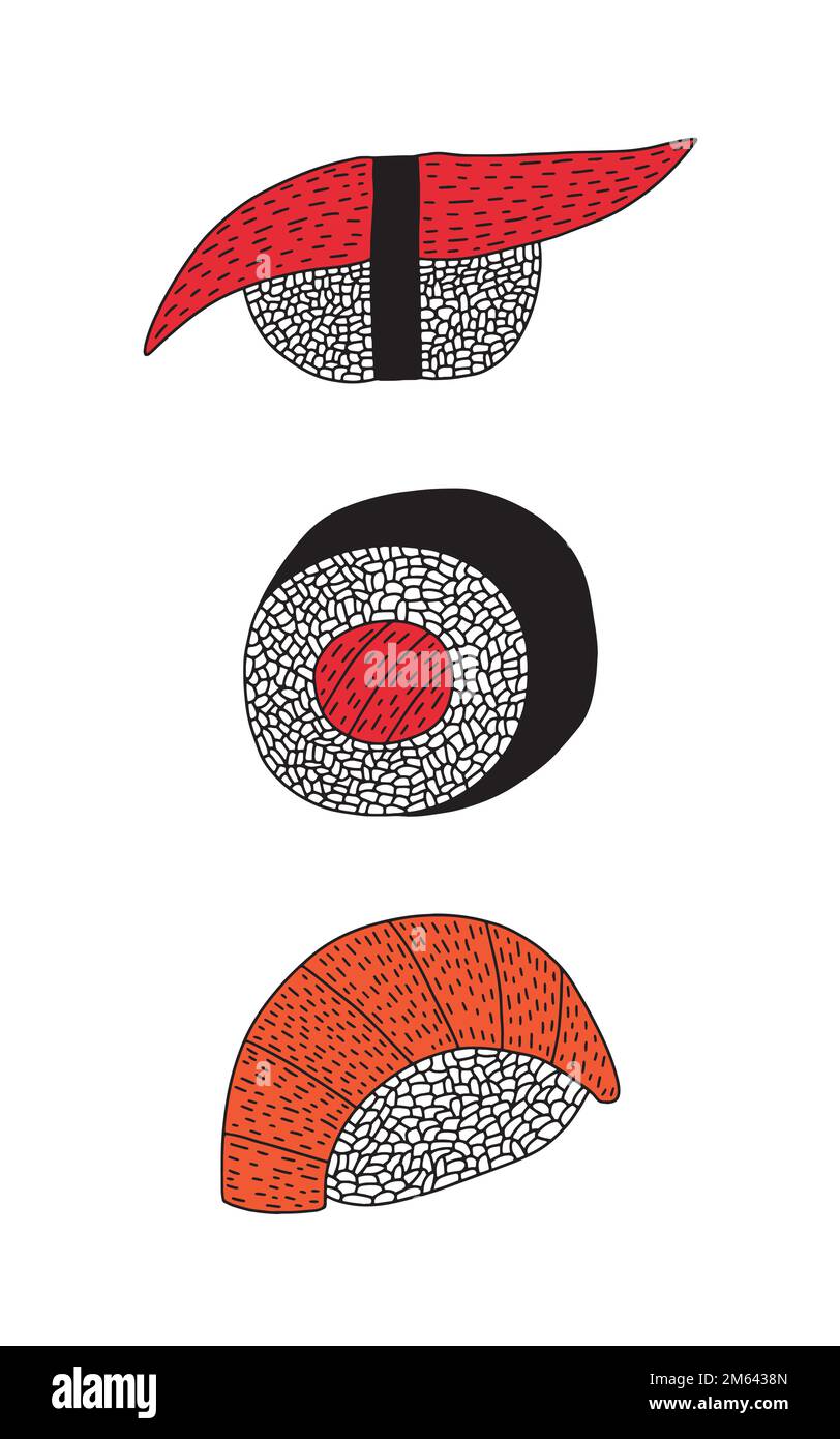 Hand drawn vector sushi and sashimi set Stock Vector Image & Art - Alamy