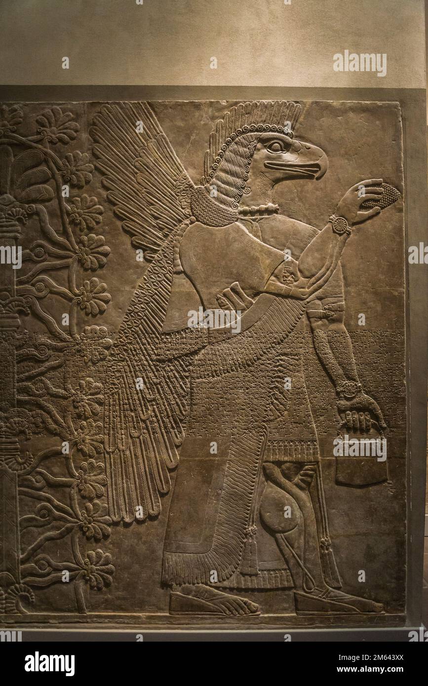 Low relief sculptured panels, Assyrian Palace Sculptures, Metropolitan Museum of Art, New York City, USA Stock Photo