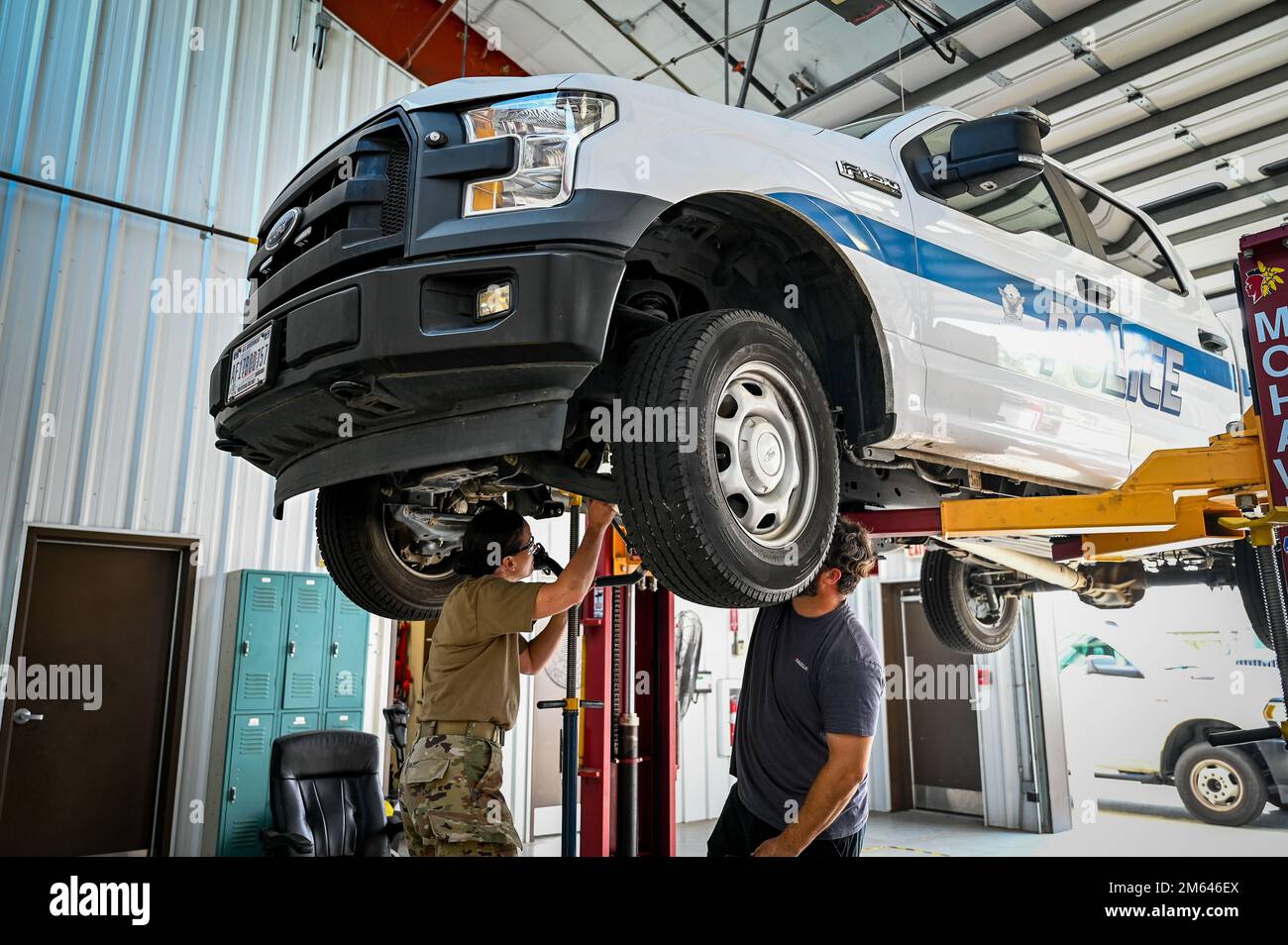 U.S. Air Force Senior Airman Laura McWane, a heavy mobile equipment