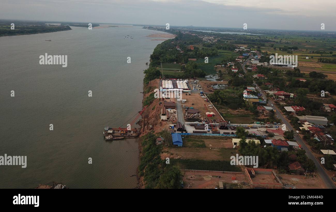 Kratie 1st Jan 2023 This Aerial Photo Taken On Jan 1 2023 Shows The Construction Site Of A