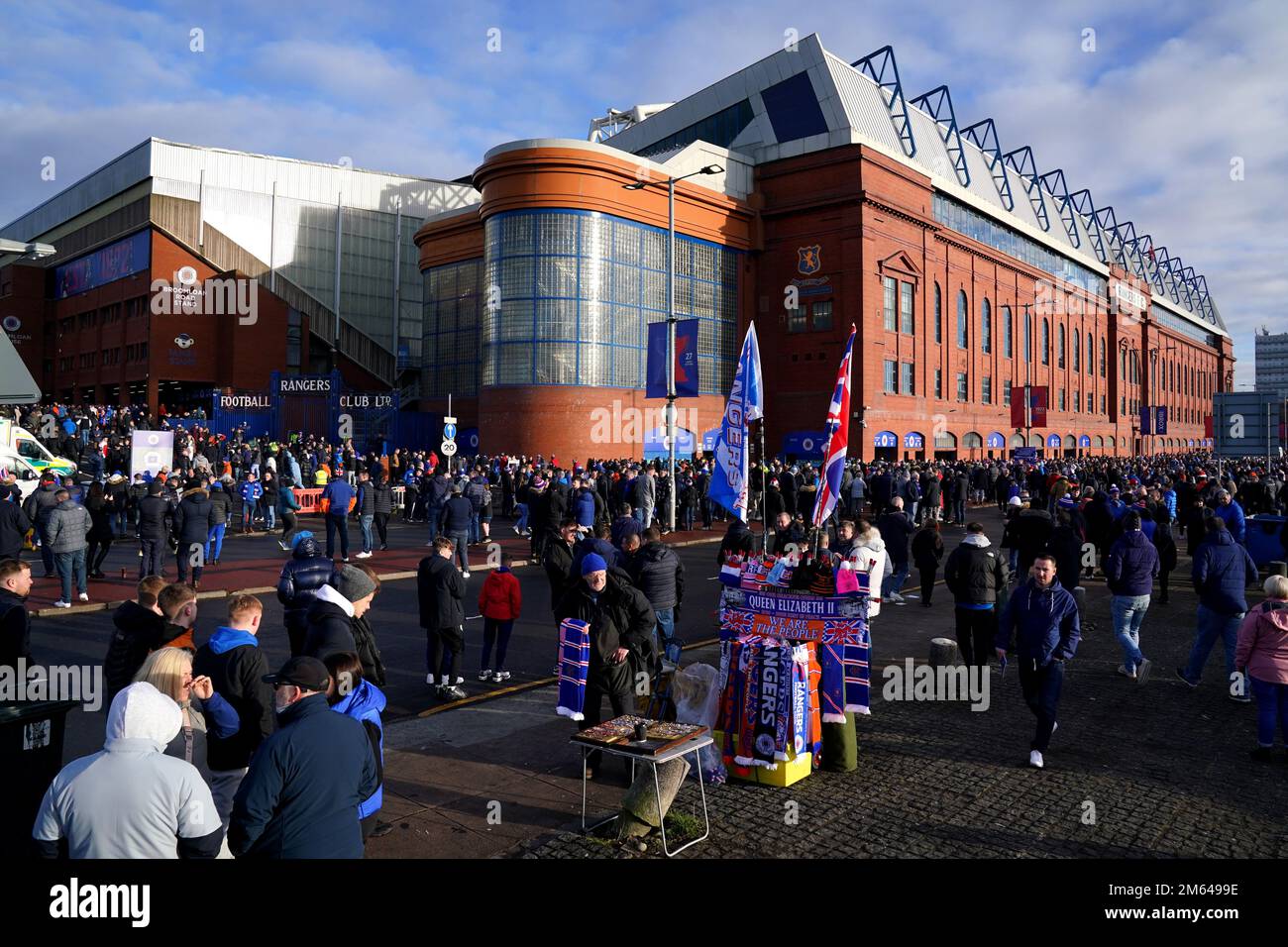 Rangers fans outside the ground before the cinch Premiership match at
