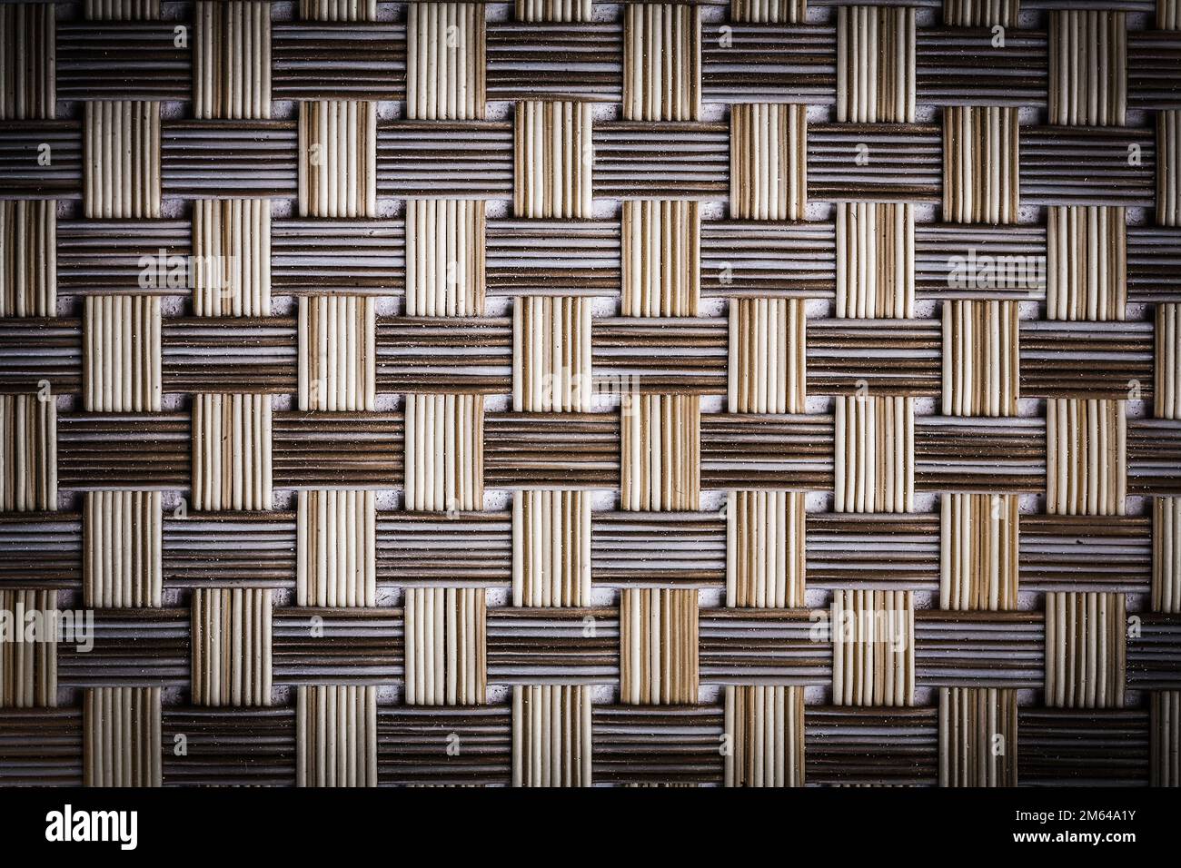 texture old dusted wicker mat close up. Stock Photo
