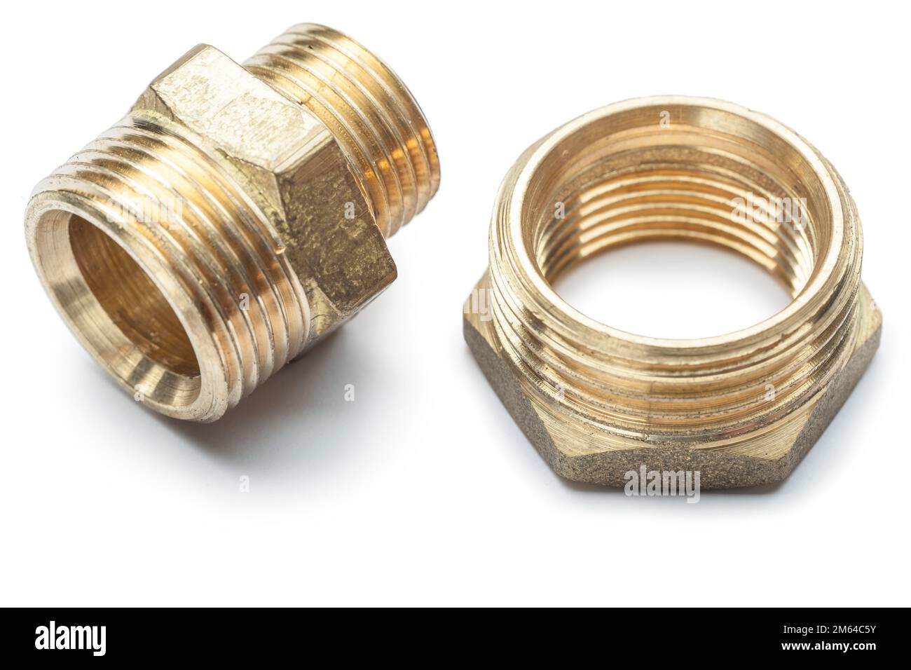 plumbing tools brass pipe connector isolated Stock Photo Alamy
