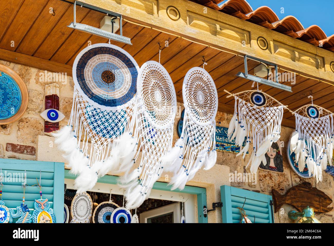 A dream catcher net art hanging on the ceilings Stock Photo
