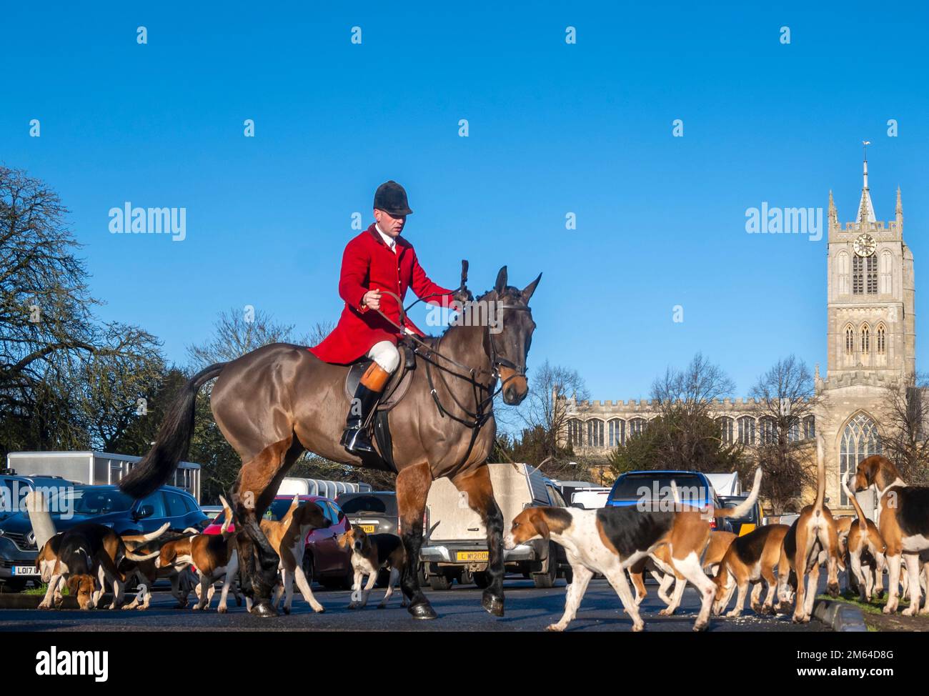 Melton Mowbray 02 January 23 Mounted members of the Belvoir Hunt and