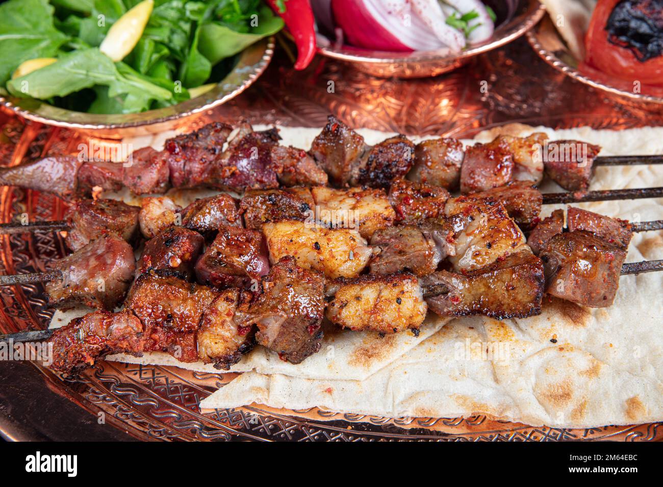 Liver kebab, one of Adana's special tastes. street flavors. Grilled