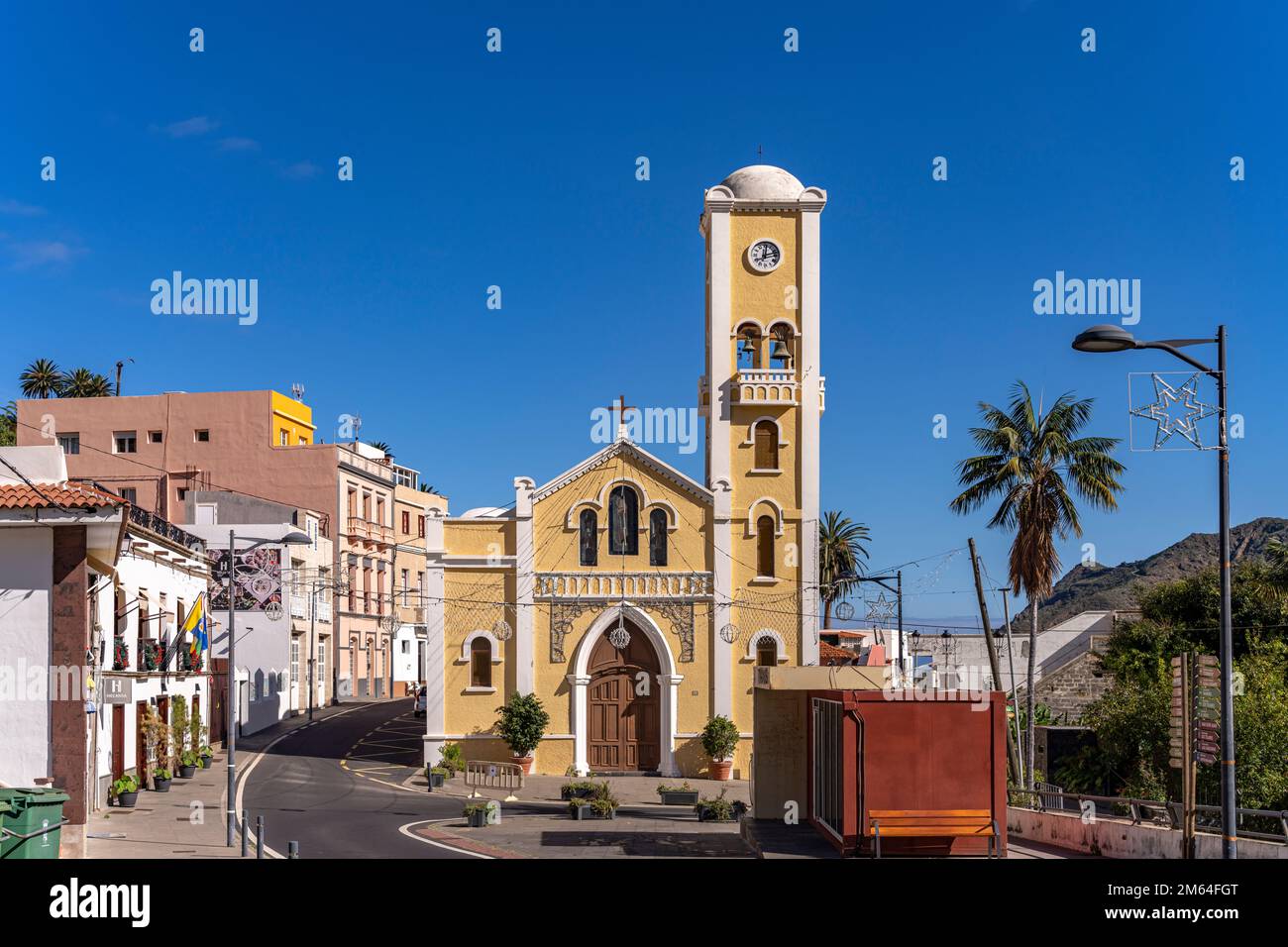 Die Kirche Nuestra Señora de la Encarnación in Hermigua, La Gomera, Kanarische Inseln, Spanien |  The church Nuestra Señora de la Encarnación in Hermi Stock Photo