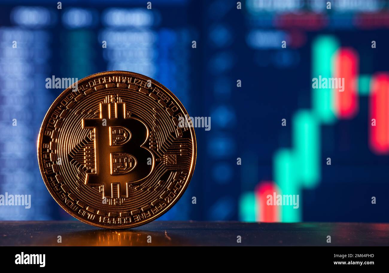 Cryptocurrency. Bitcoin Stock Growth. Chart shows a strong increase in the  price of bitcoin. Investing in virtual assets. Investment platform with cha  Stock Photo - Alamy