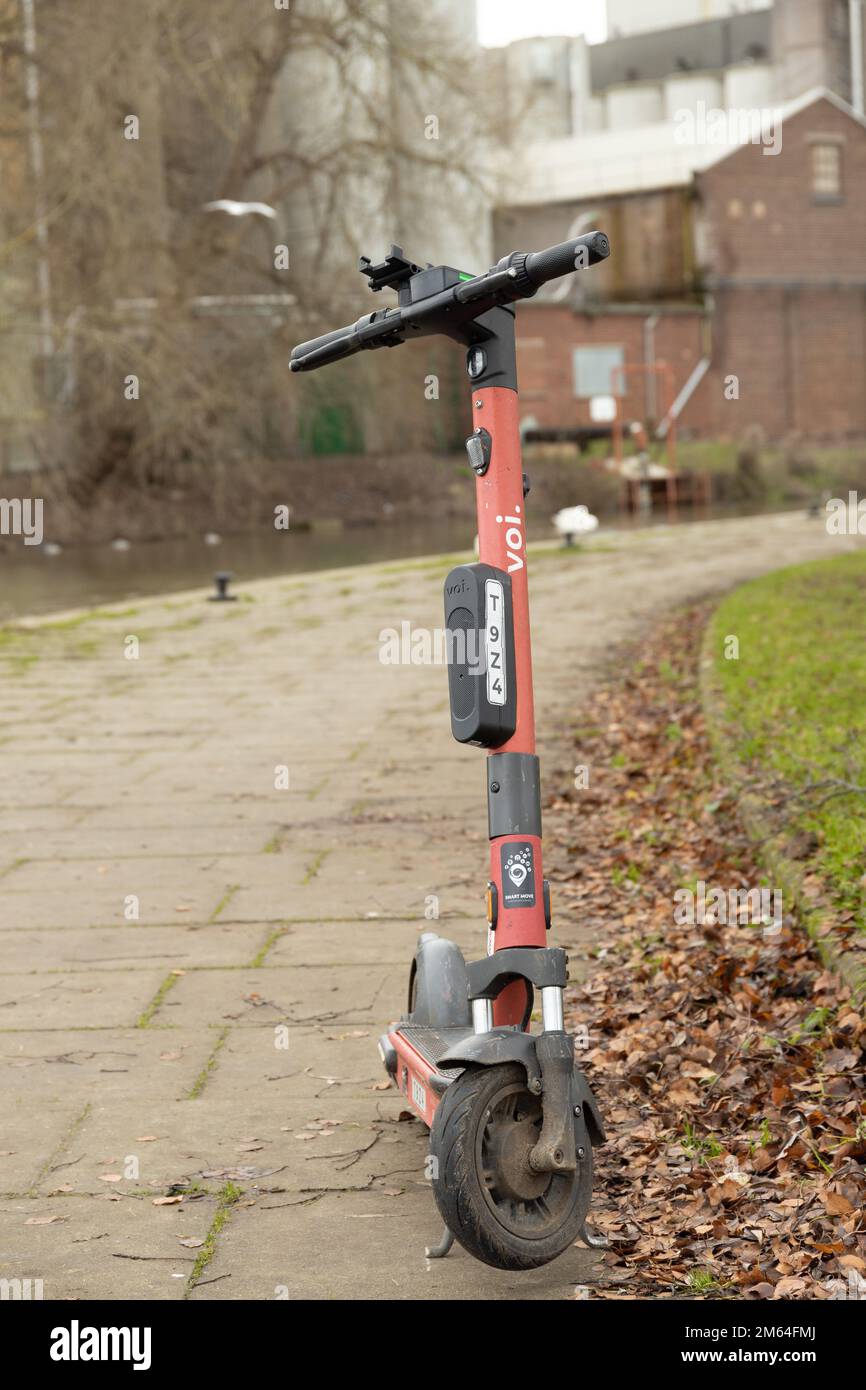 Voi electric scooter in a rural location Stock Photo Alamy