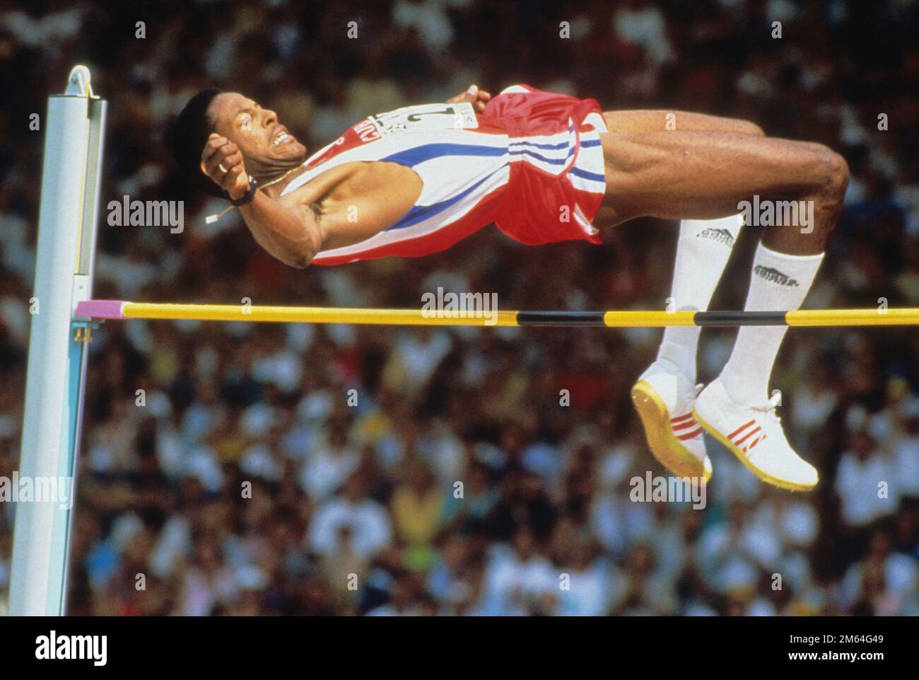 Javier Sotomayor Cuban high jump athlete in Stockholm Stock Photo