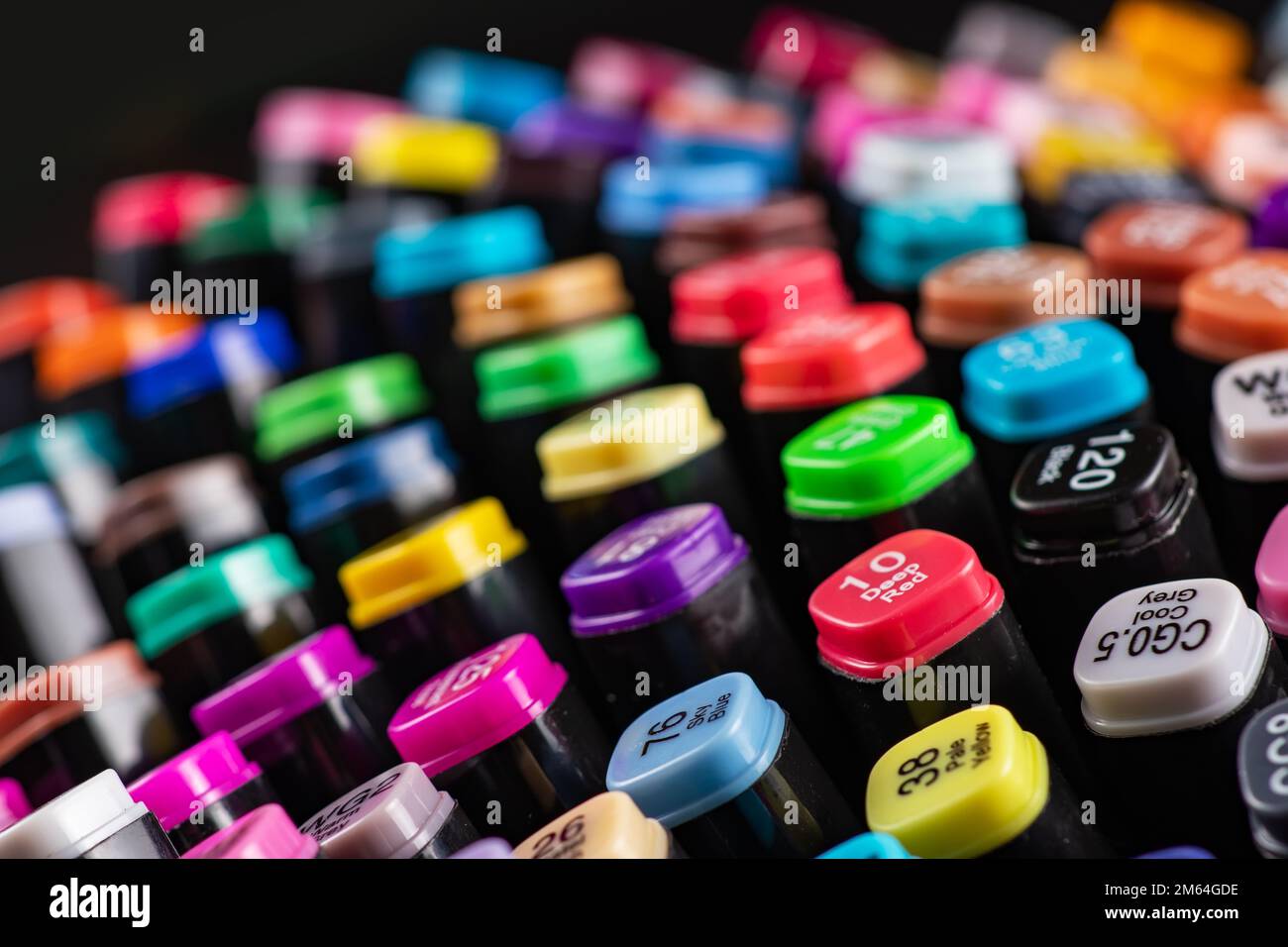 Multi-colored markers with a signed color number on the cap Stock Photo ...