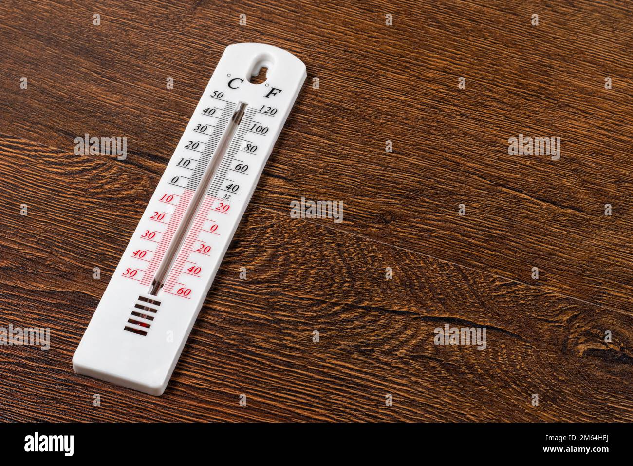 Thermometer for measuring air temperature on wooden background Stock Photo Alamy