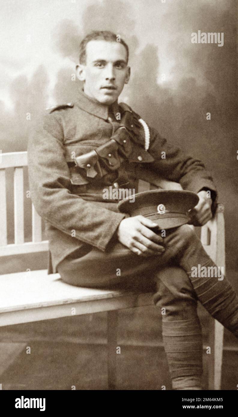 A First World War British soldier, a Private in the West Somerset Yeomanry. The regiment served both as cavalry and dismounted in an infantry role. Stock Photo