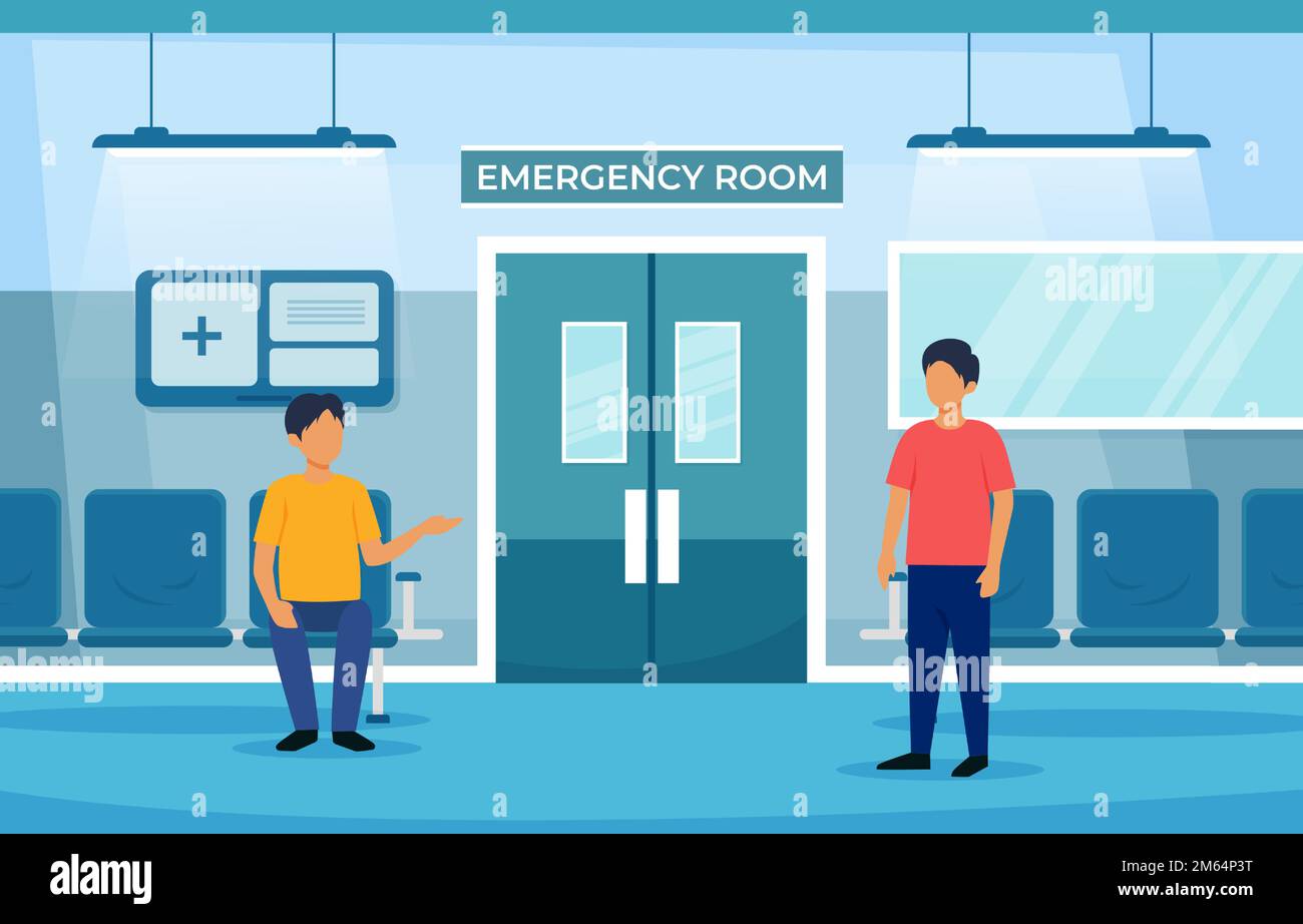 Emergency room with people characters . Hospital department scene