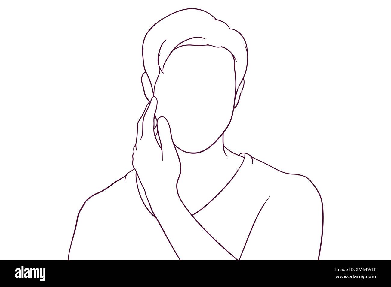 handsome man taking care of his skin hand drawn style vector