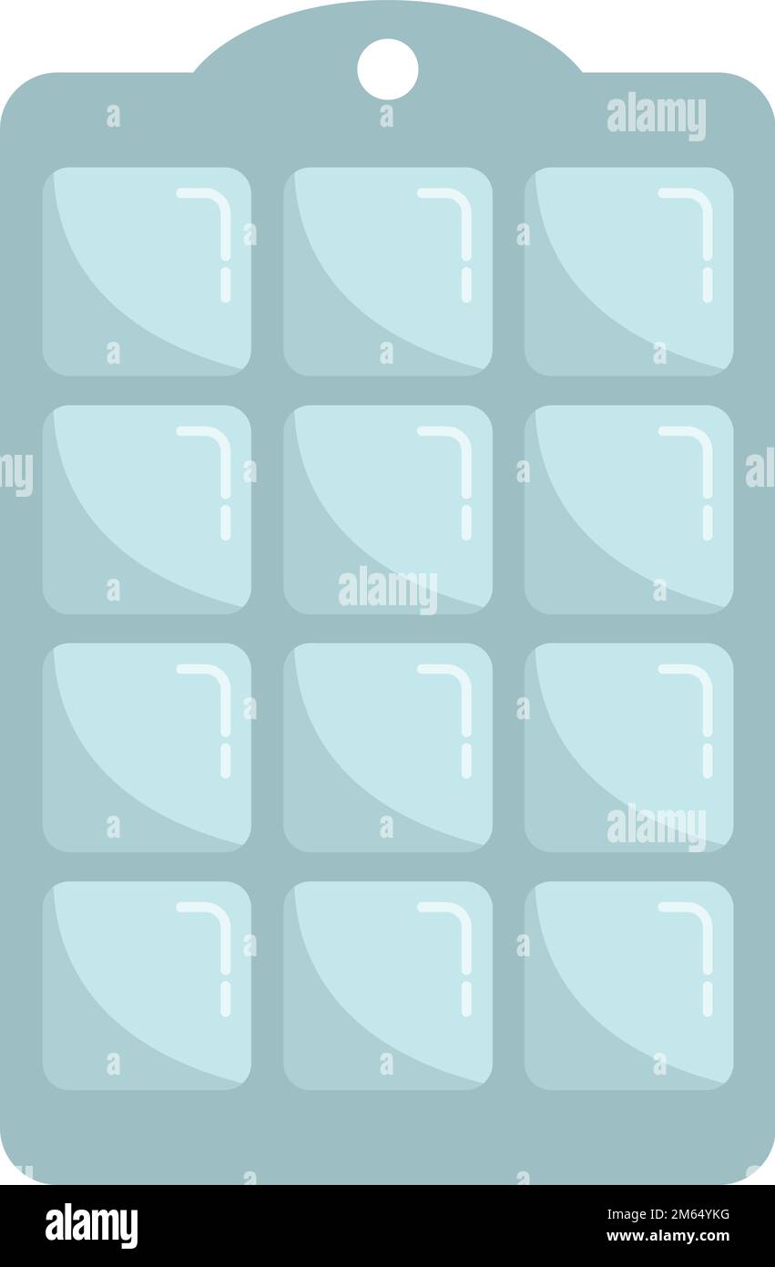 Square ice cube tray icon flat vector. Water container. Kitchen form isolated Stock Vector