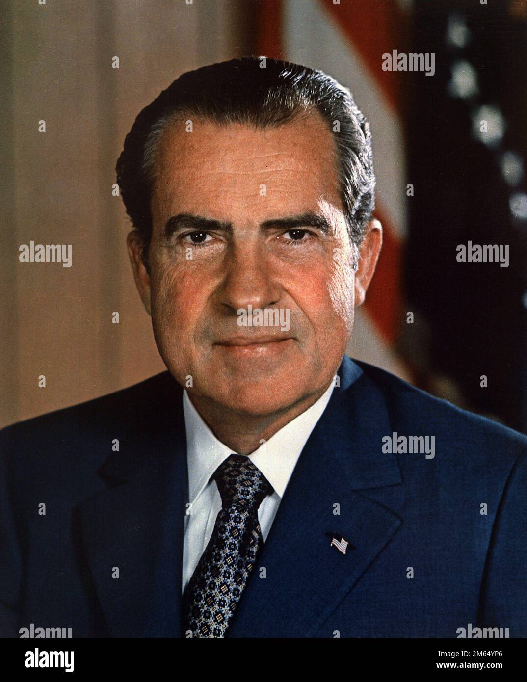 Official portrait of The United States president, Richard M. Nixon, ca. 1970 Stock Photo