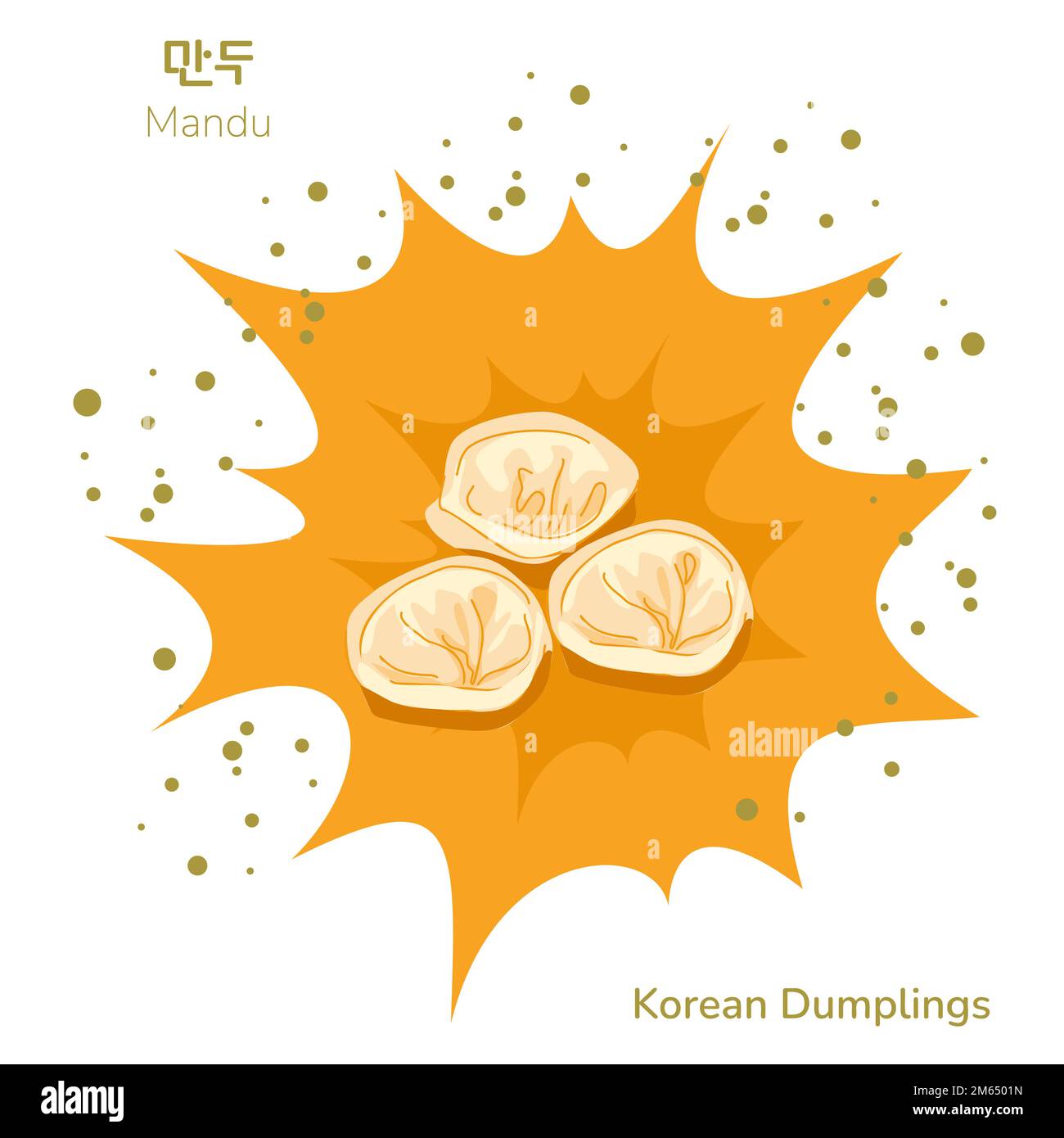 Traditional korean street food dumplings poster. Korean mandu