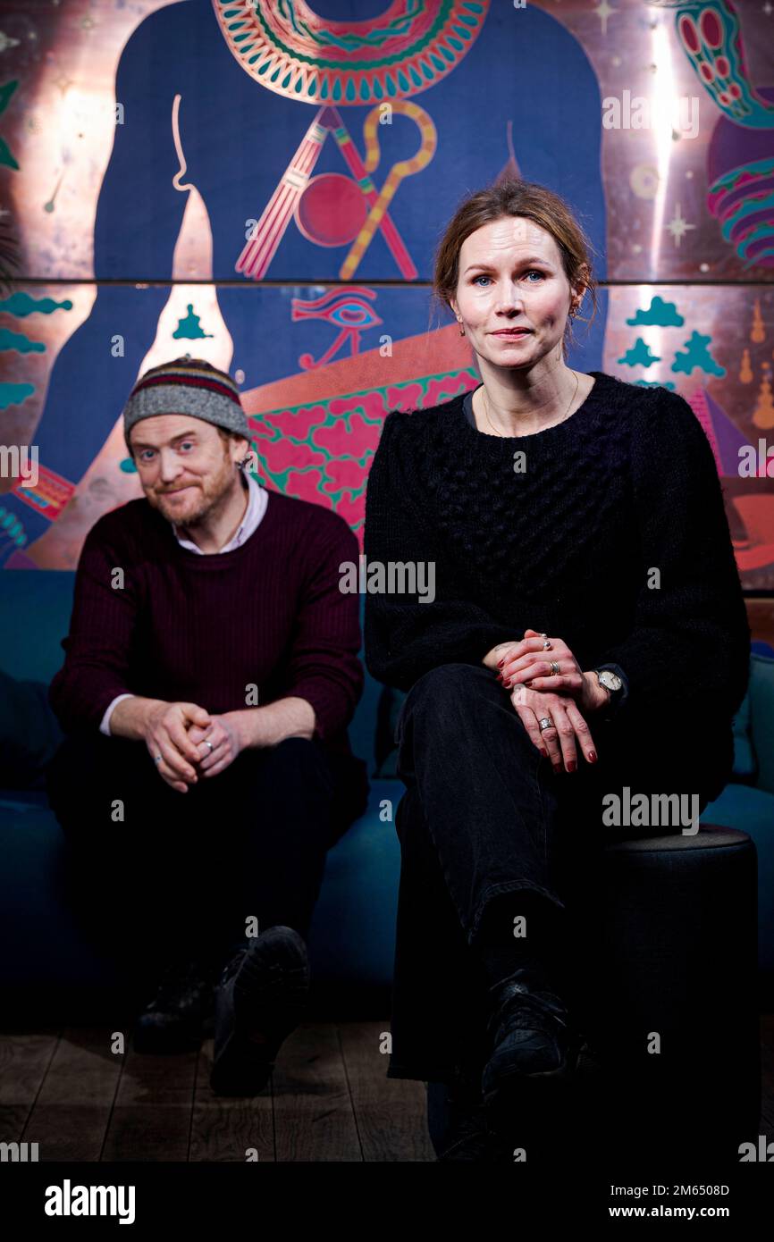 Scottish singer-songwriter James Yorkston and Swedish singer Nina Persson photographed in Stockholm, Sweden, December 16, 2022. James Yorkston is plan Stock Photo