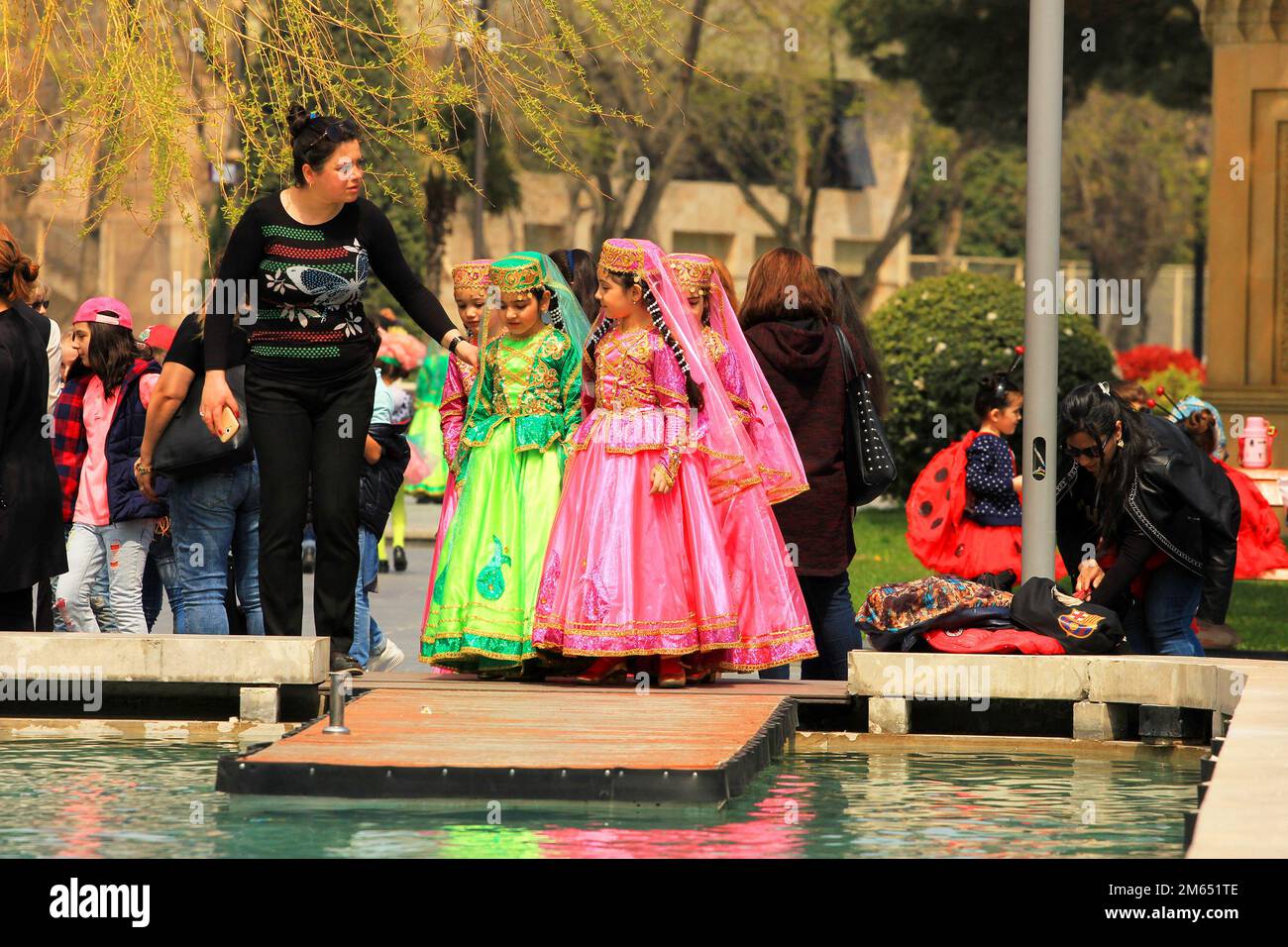 Baku. Azerbaijan. 04.08.2017. Children in national costumes at the festival. Stock Photo