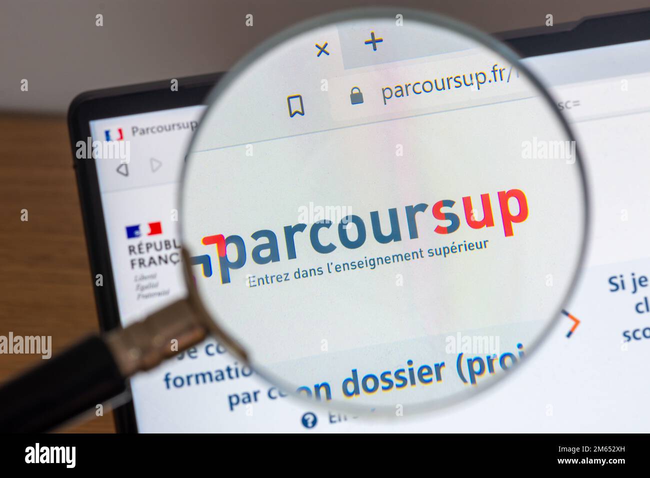 Detail of the French government website 'parcoursup.fr' intended to collect and manage the assignment wishes of future university and higher education Stock Photo