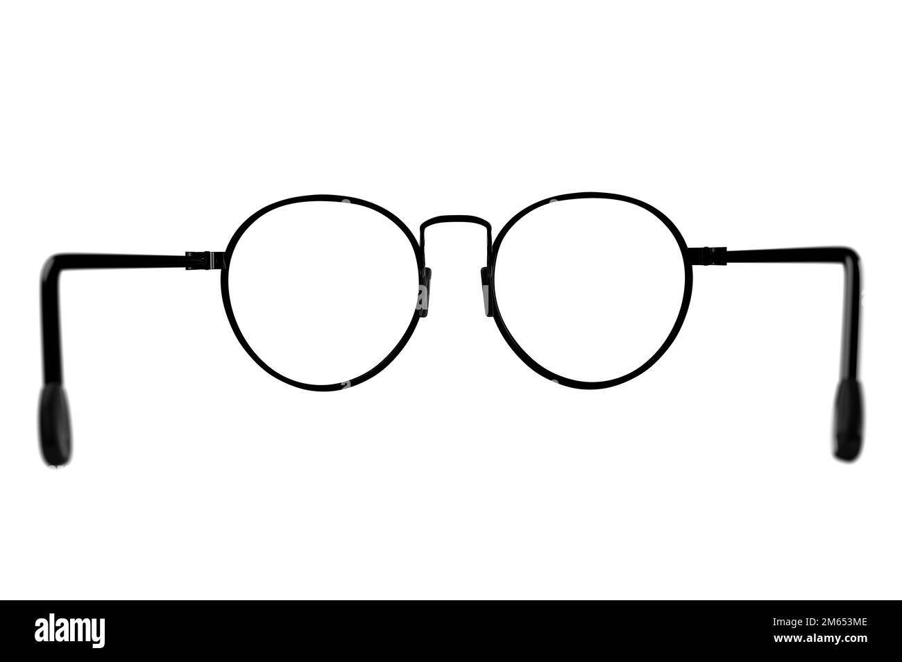 Round Glasses on isolated on white background. Black Eye glasses seen