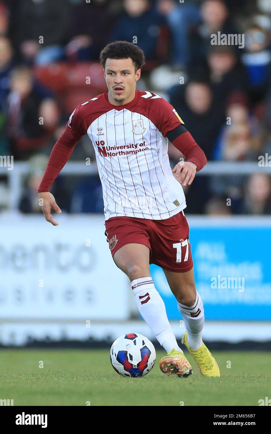 Northampton Town's Shaun McWilliams during the Sky Bet League Two match at Sixfields Stadium, Northampton. Picture date: Monday January 2, 2023. Stock Photo