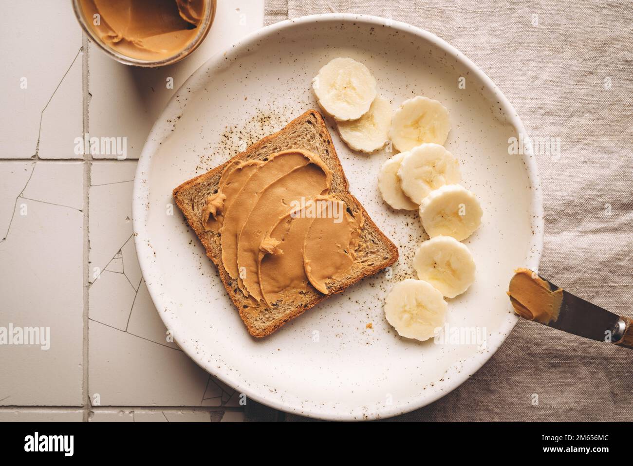 Peanut butter toast Stock Photo Alamy