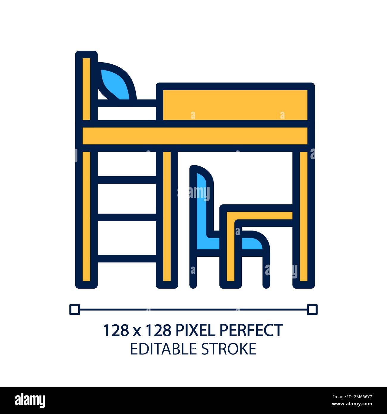 Loft bed pixel perfect RGB color icon Stock Vector
