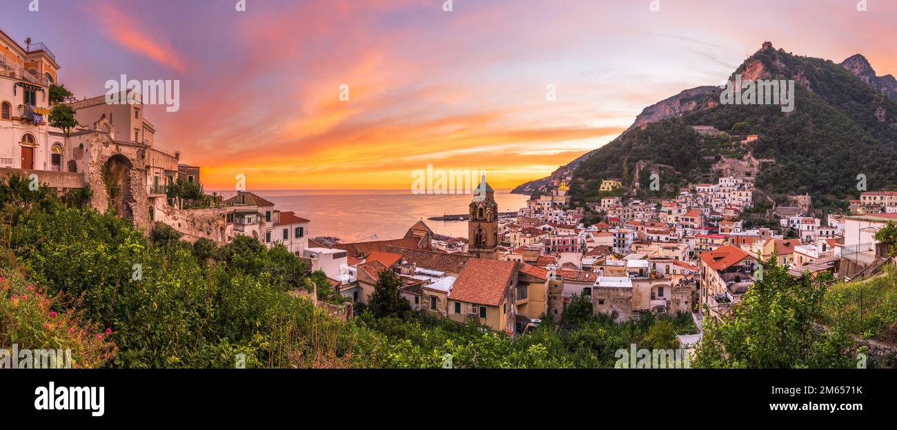 Amalfi, Italy on the Coast at Dusk Stock Photo