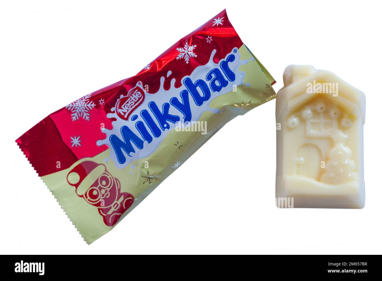 Nestle Milky Bar MilkyBar Festive Friends opened to show contents set on white background