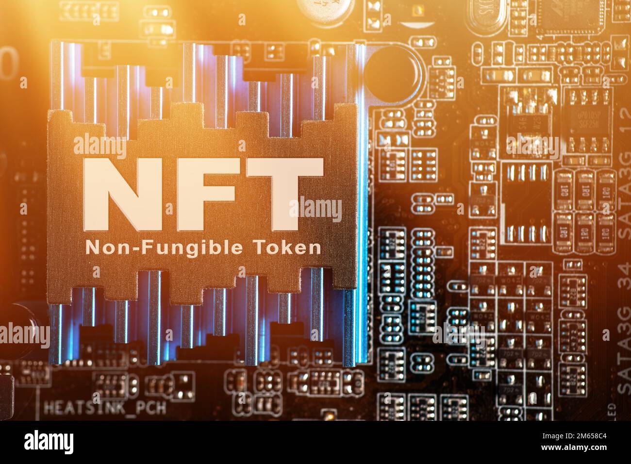 NFT Non fungible token. NFT on motherboard. Crypto art concept. Technology  selling unique collectibles, games characters, blockchain assets and digita  Stock Photo - Alamy